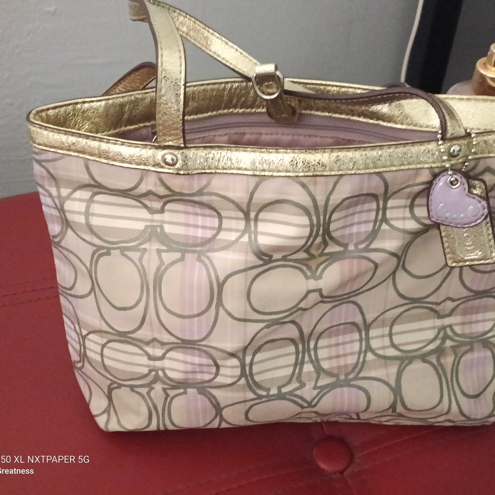 Coach Gold and Cream Tote Bag